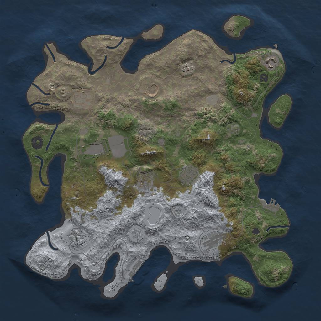 Rust Map: Procedural Map, Size: 3800, Seed: 208852750, 16 Monuments