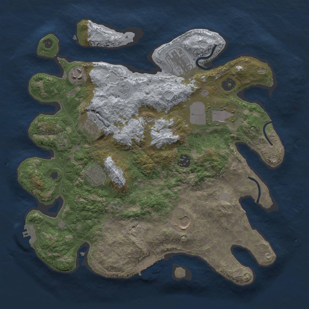 Rust Map: Procedural Map, Size: 3500, Seed: 82039069, 14 Monuments