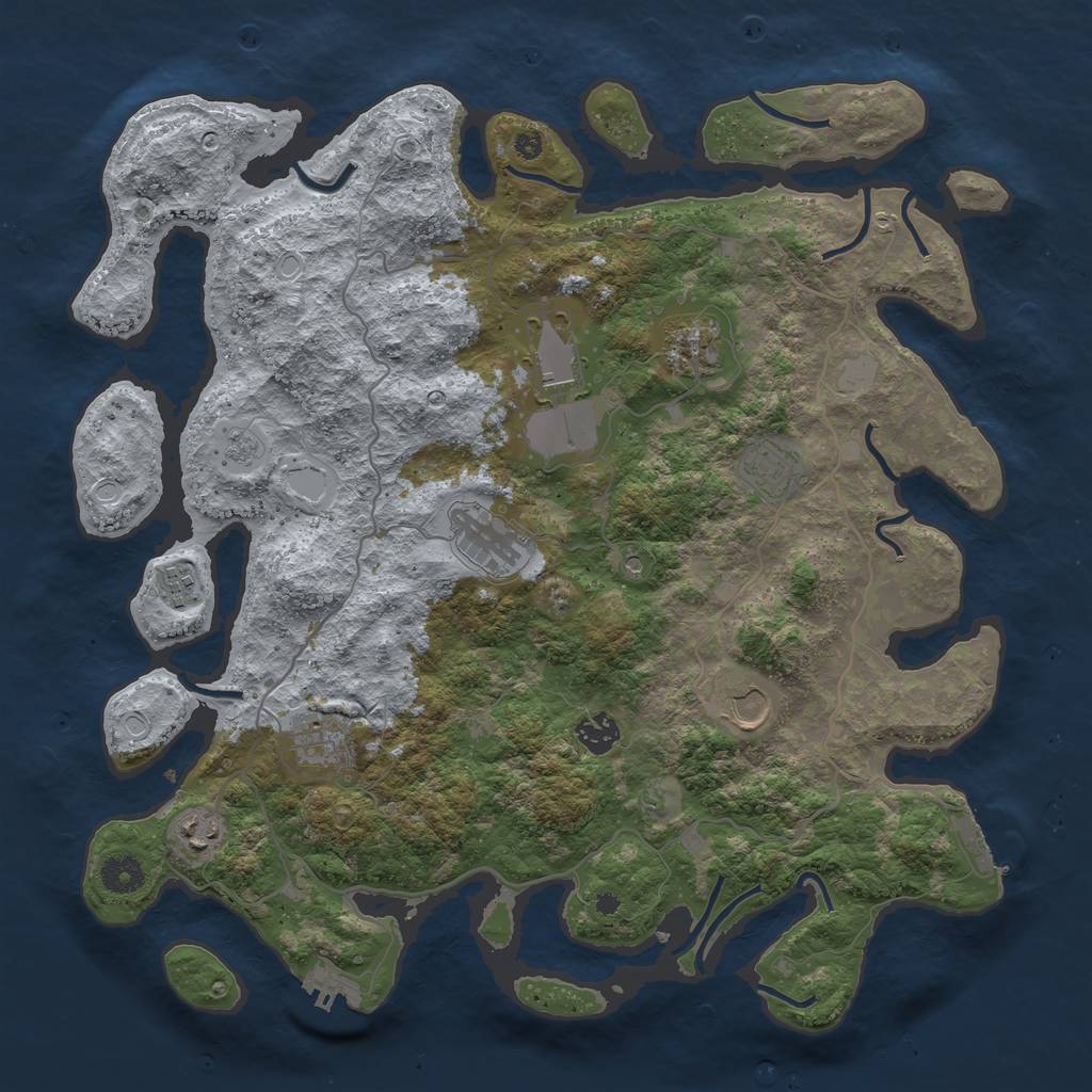 Rust Map: Procedural Map, Size: 4000, Seed: 746440206, 16 Monuments