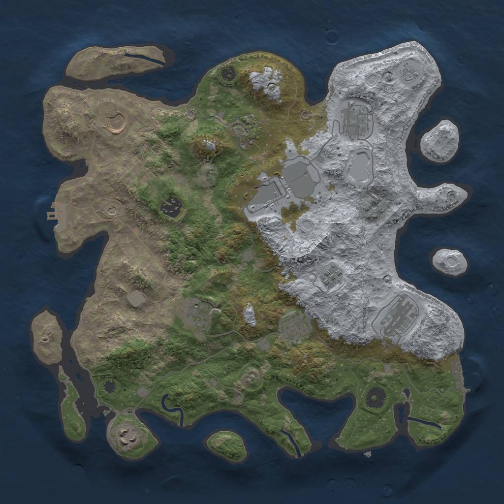 Rust Map: Procedural Map, Size: 3700, Seed: 368302846, 17 Monuments