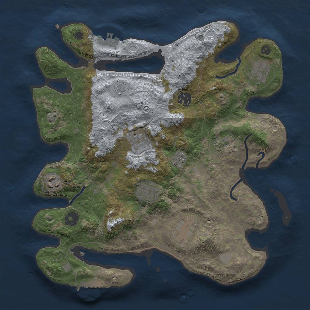 Rust Map: Procedural Map, Size: 3250, Seed: 396928769, 14 Monuments