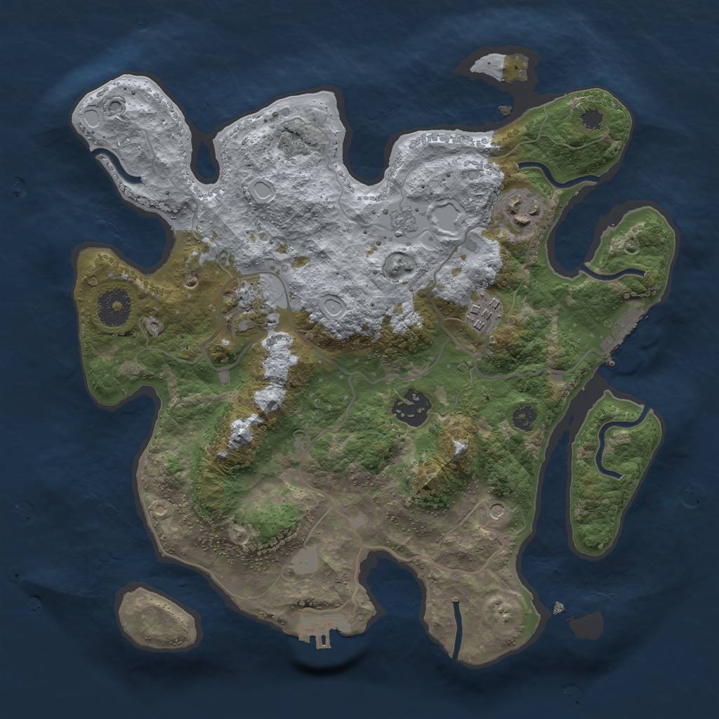 Rust Map: Procedural Map, Size: 3000, Seed: 297093904, 11 Monuments
