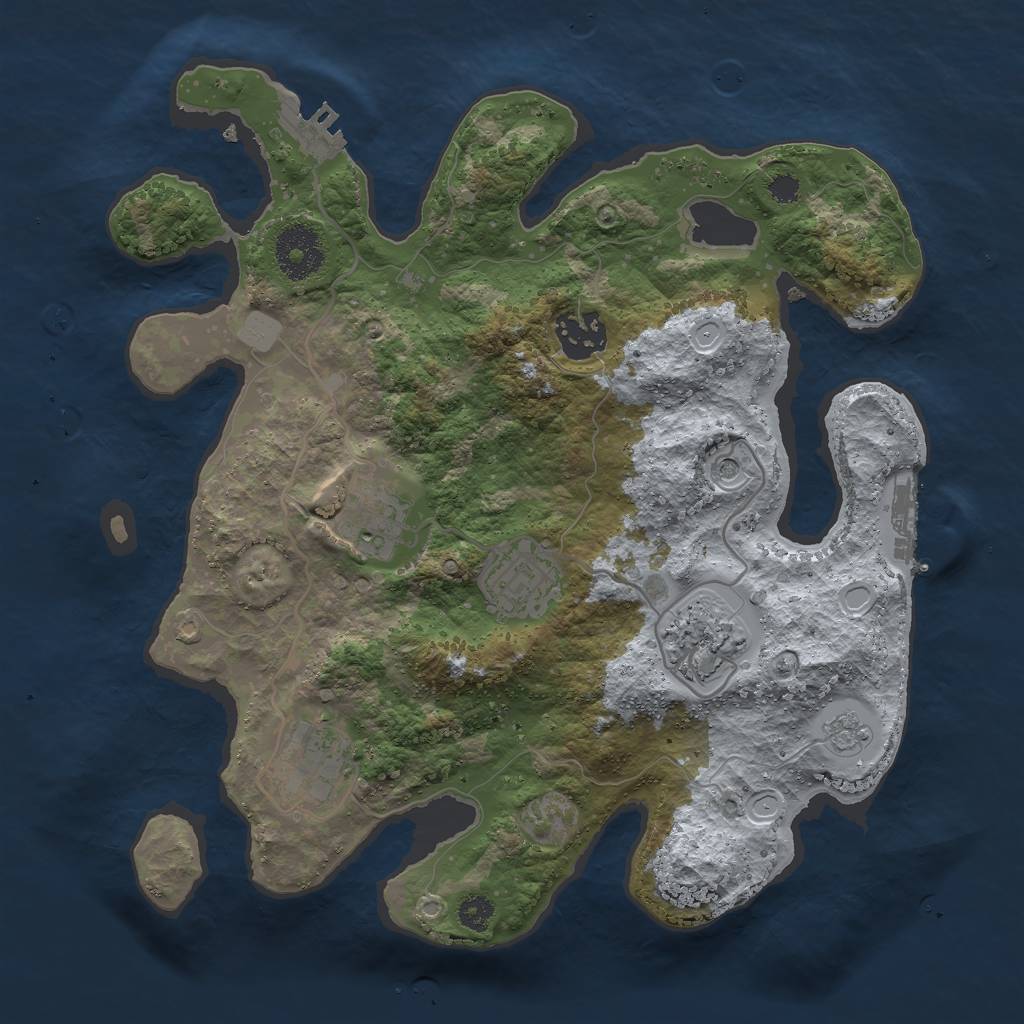 Rust Map: Procedural Map, Size: 3000, Seed: 116874, 12 Monuments