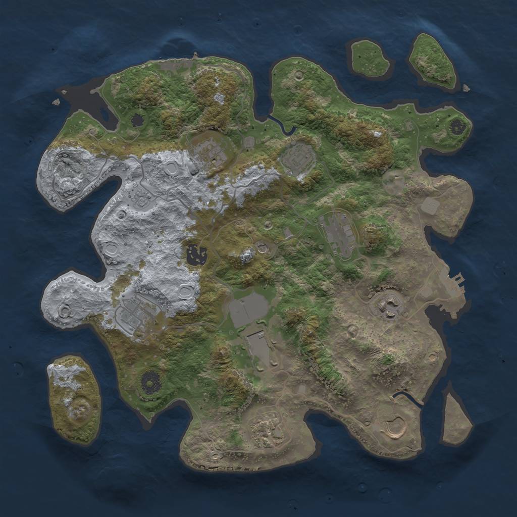 Rust Map: Procedural Map, Size: 3500, Seed: 541639861, 16 Monuments