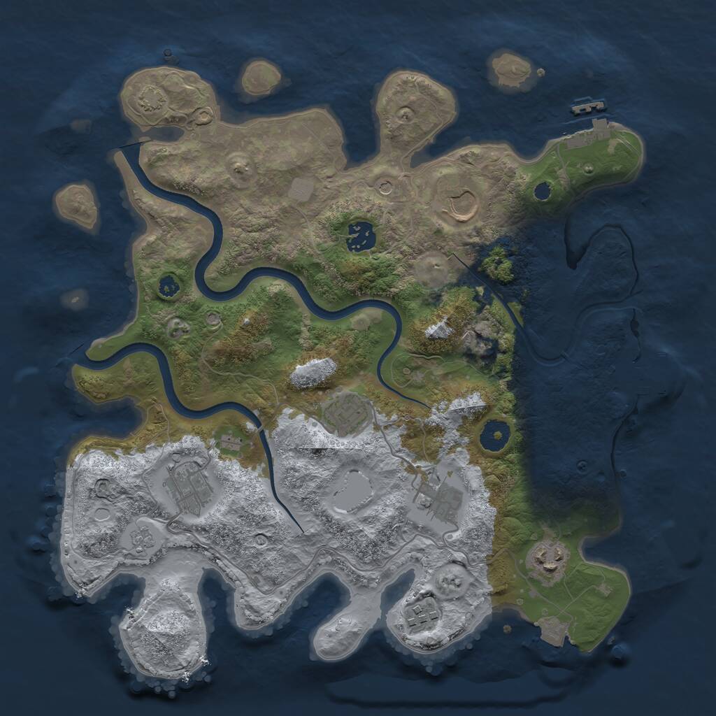 Rust Map: Procedural Map, Size: 3500, Seed: 1284316933, 13 Monuments