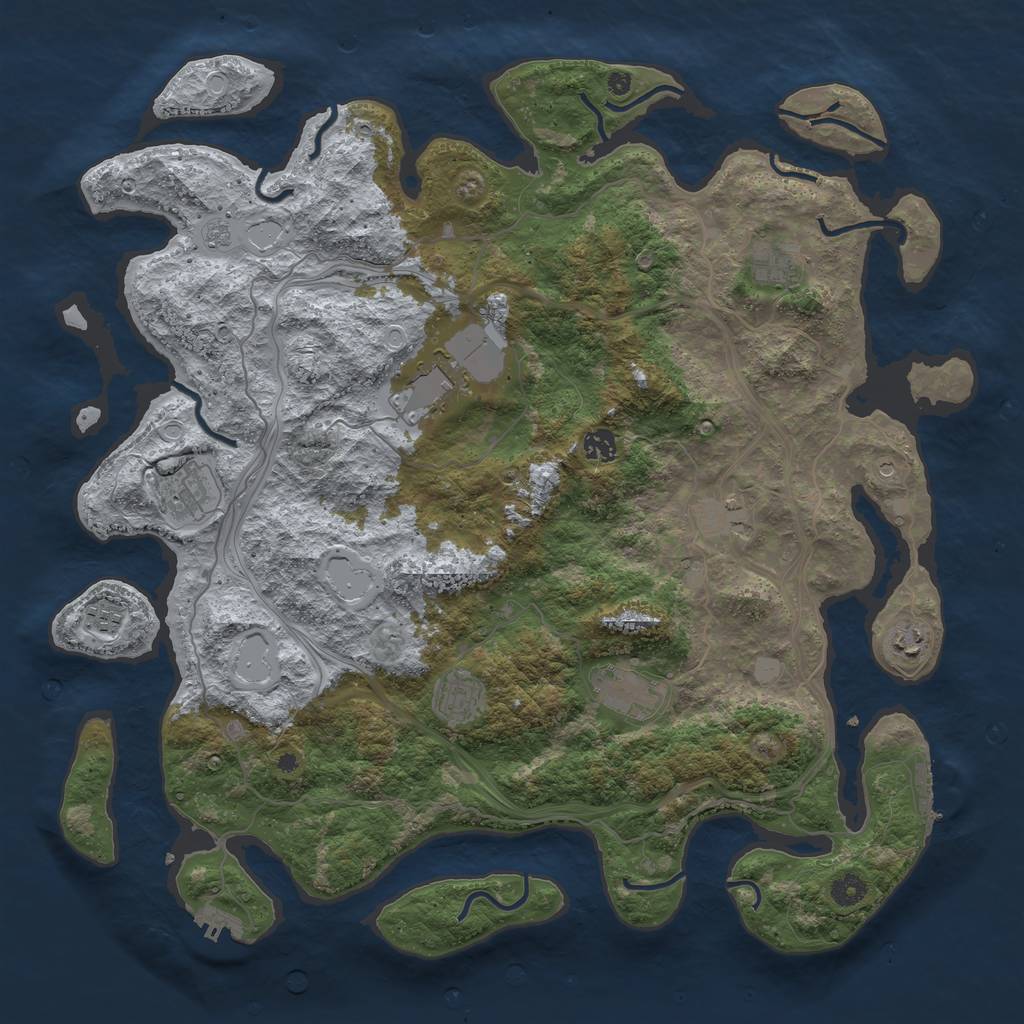 Rust Map: Procedural Map, Size: 4500, Seed: 850109238, 16 Monuments