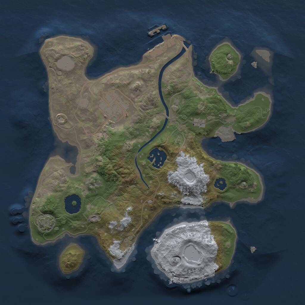Rust Map: Procedural Map, Size: 2500, Seed: 957253482, 5 Monuments