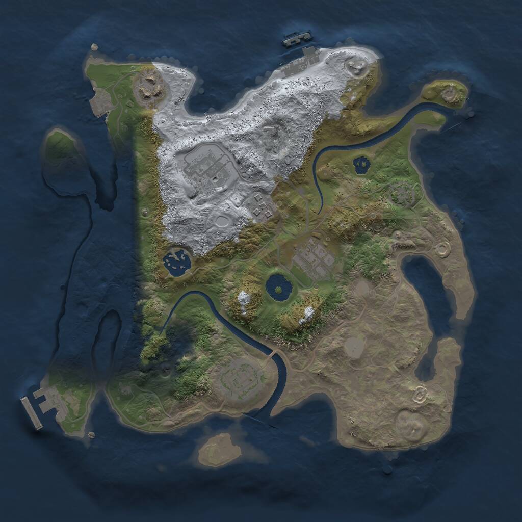 Rust Map: Procedural Map, Size: 3000, Seed: 1195587652, 10 Monuments