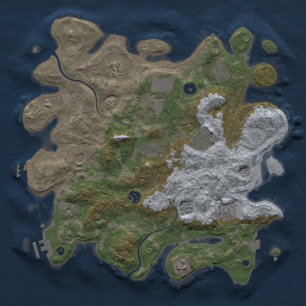 Rust Map: Procedural Map, Size: 3750, Seed: 29089387, 16 Monuments