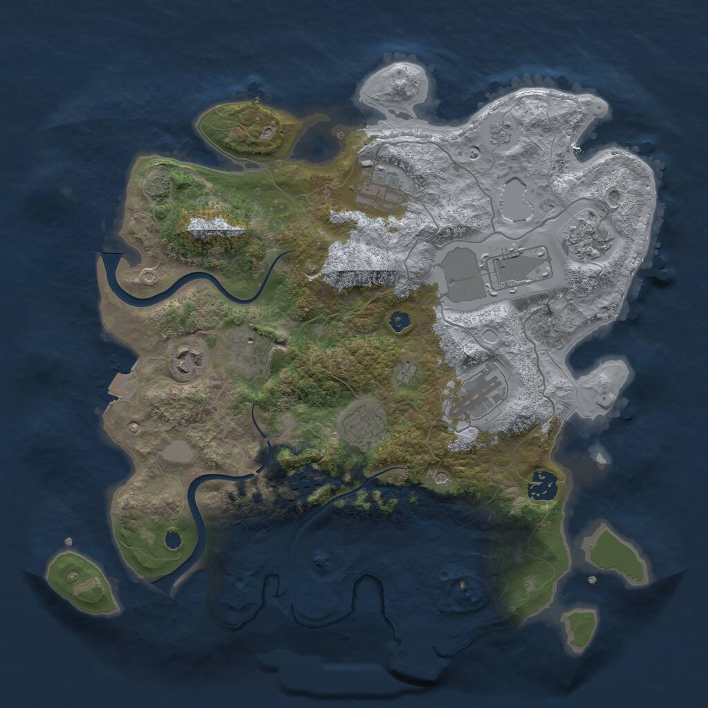 Rust Map: Procedural Map, Size: 3500, Seed: 616149832, 14 Monuments
