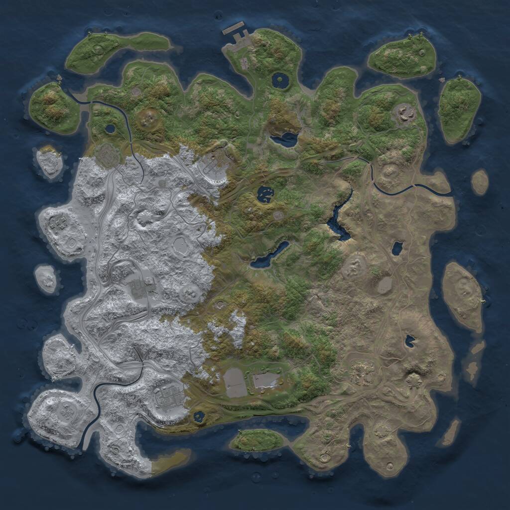 Rust Map: Procedural Map, Size: 4500, Seed: 1379198080, 14 Monuments