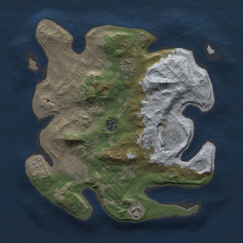 Rust Map: Barren, Size: 3000, Seed: 1334670308, 9 Monuments