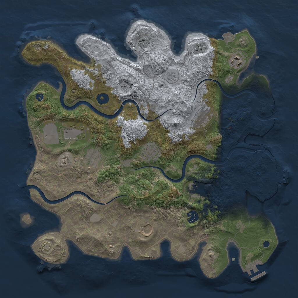 Rust Map: Procedural Map, Size: 3750, Seed: 60110036, 16 Monuments