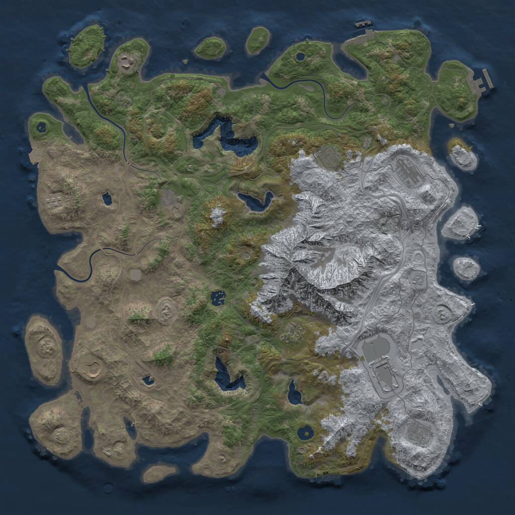 Rust Map: Procedural Map, Size: 5000, Seed: 133338, 16 Monuments