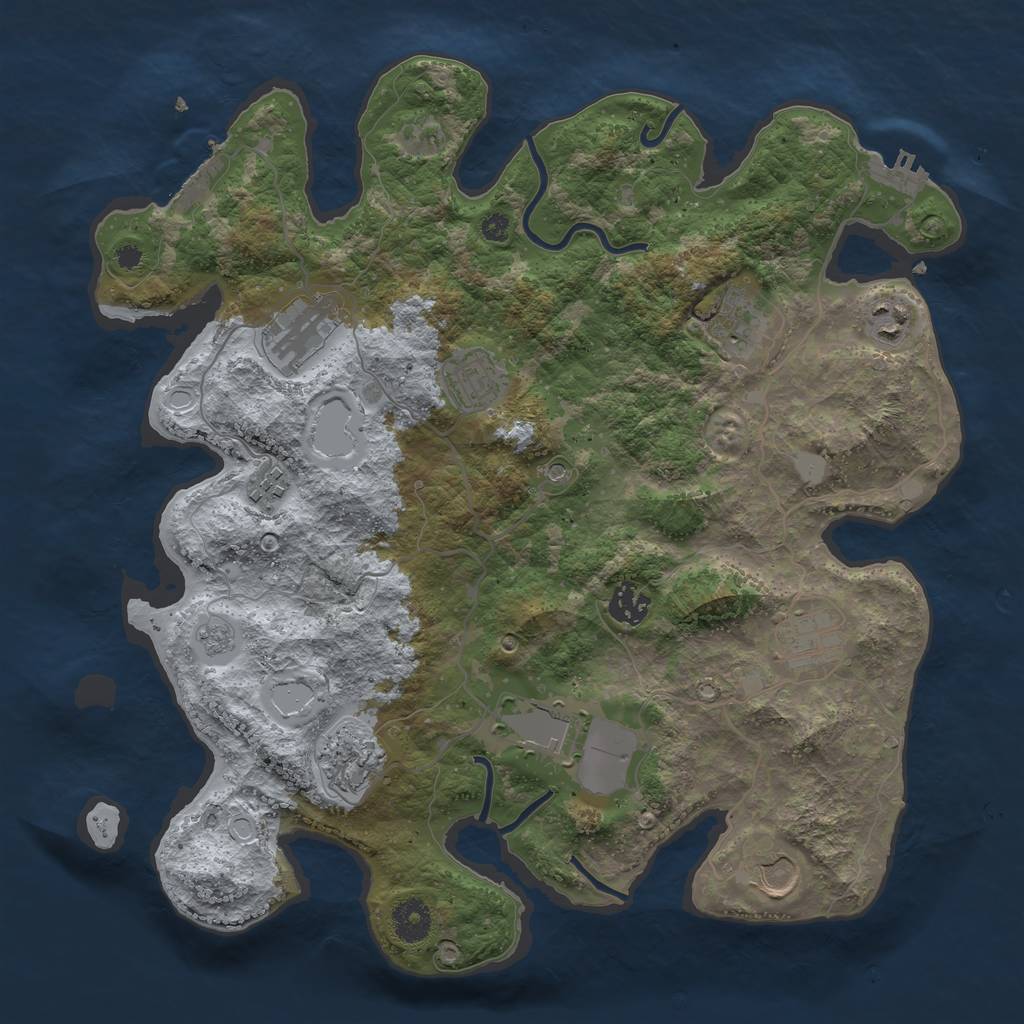 Rust Map: Procedural Map, Size: 3700, Seed: 90498973, 17 Monuments