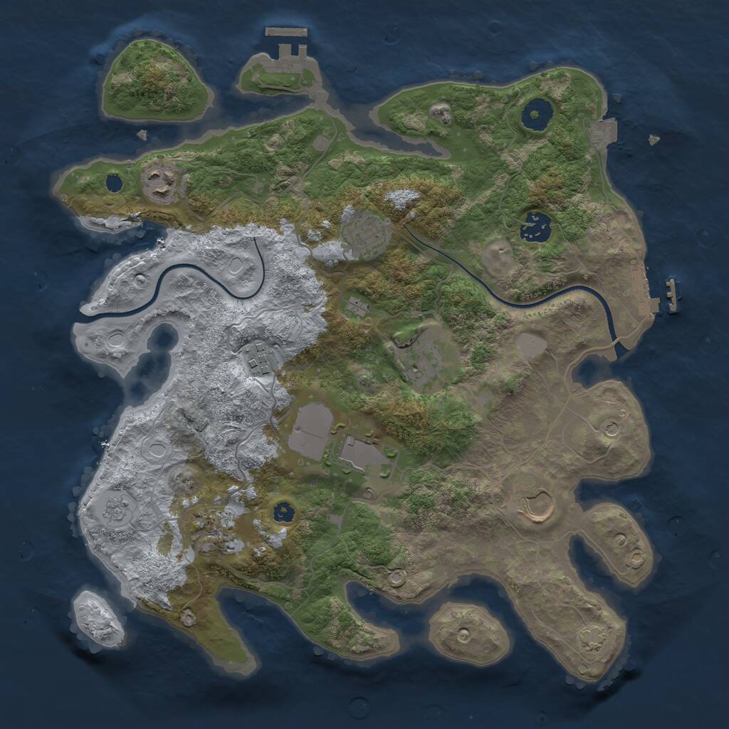 Rust Map: Procedural Map, Size: 3500, Seed: 2403758, 14 Monuments