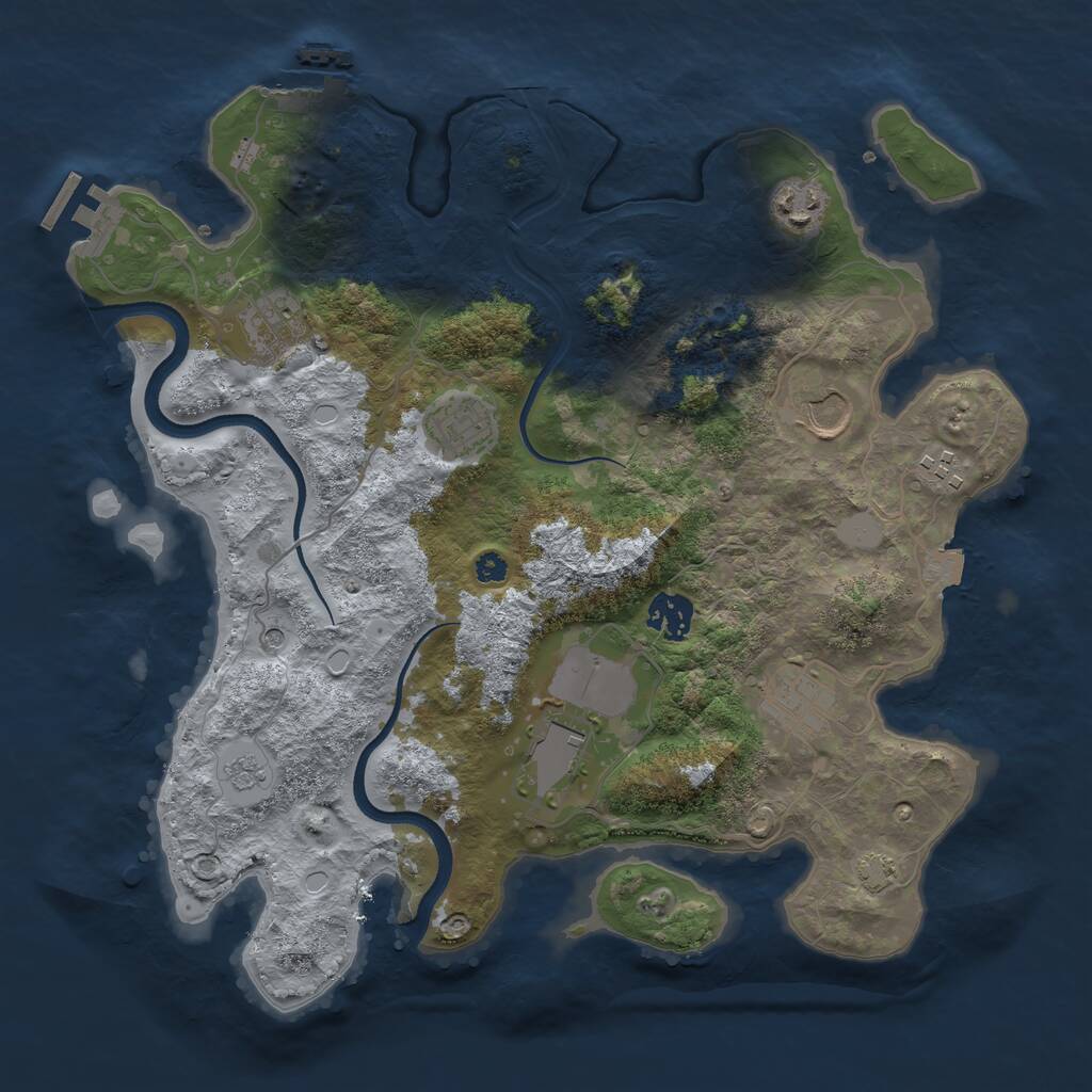 Rust Map: Procedural Map, Size: 3500, Seed: 349570177, 14 Monuments