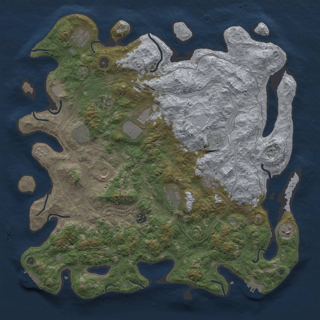Rust Map: Procedural Map, Size: 4500, Seed: 1470115076, 18 Monuments