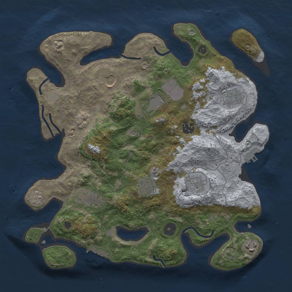 Rust Map: Procedural Map, Size: 3500, Seed: 171277557, 16 Monuments
