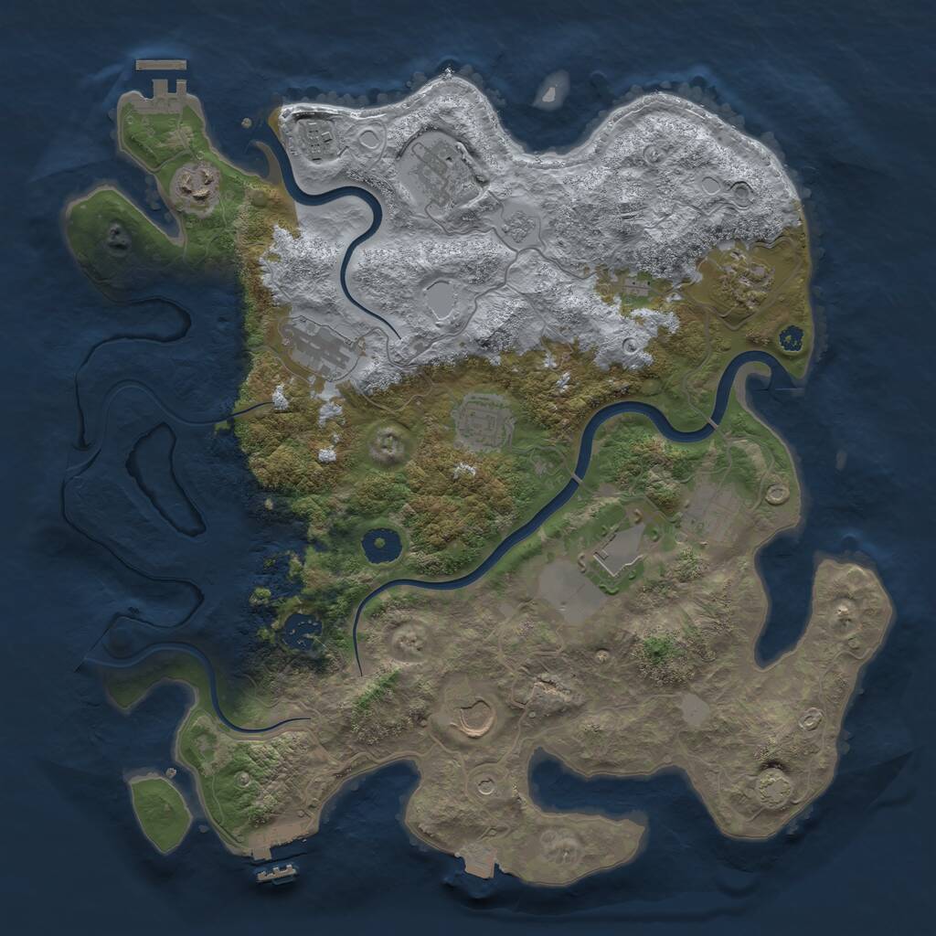 Rust Map: Procedural Map, Size: 3750, Seed: 16798612, 16 Monuments