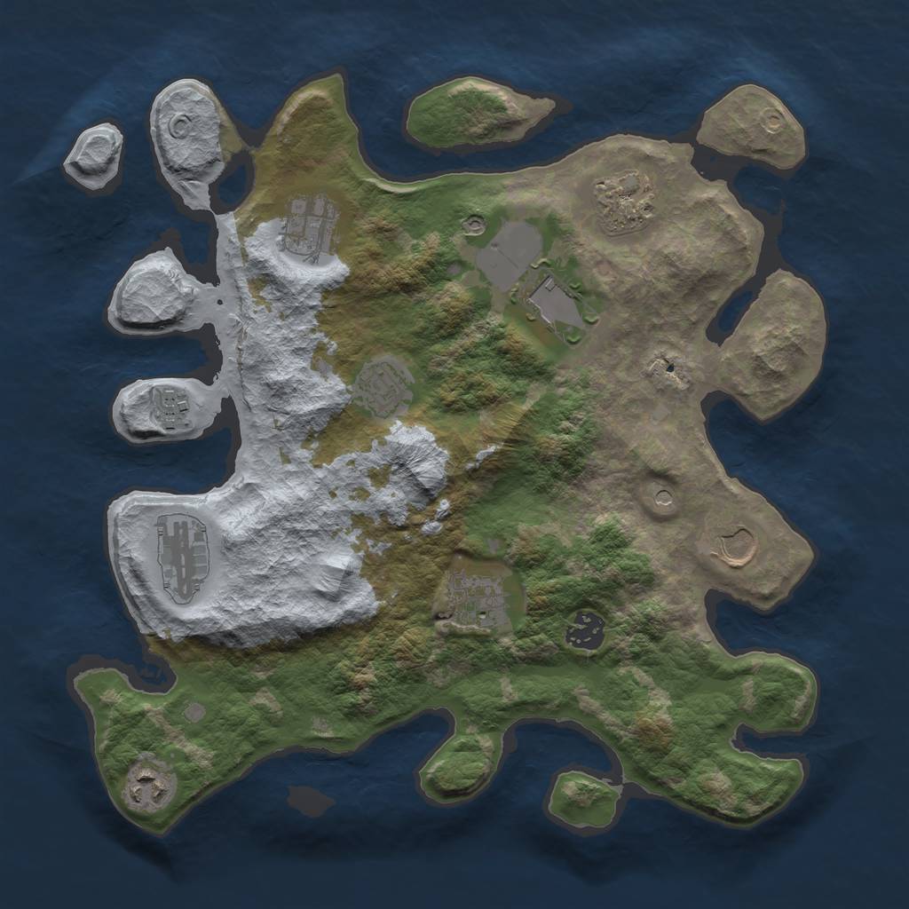 Rust Map: Barren, Size: 3500, Seed: 305704430, 13 Monuments