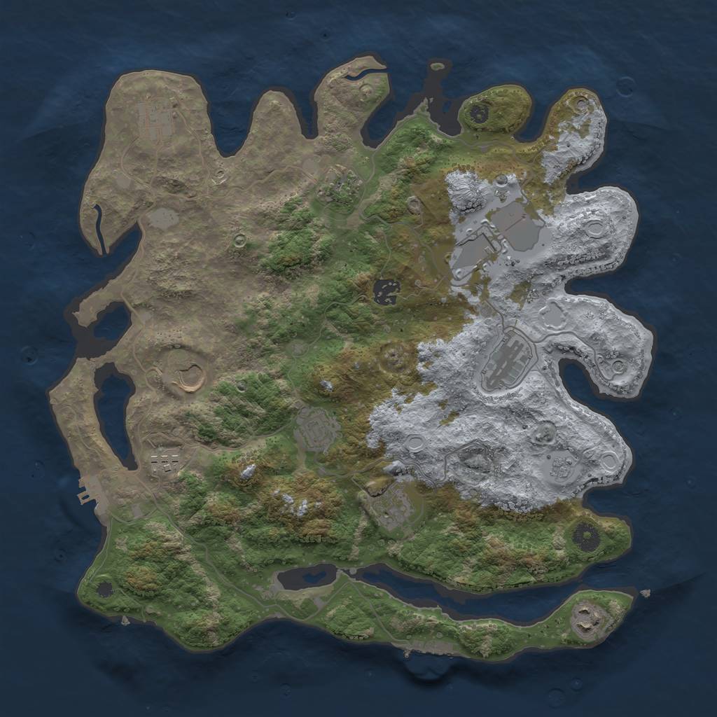 Rust Map: Procedural Map, Size: 3850, Seed: 675435, 17 Monuments