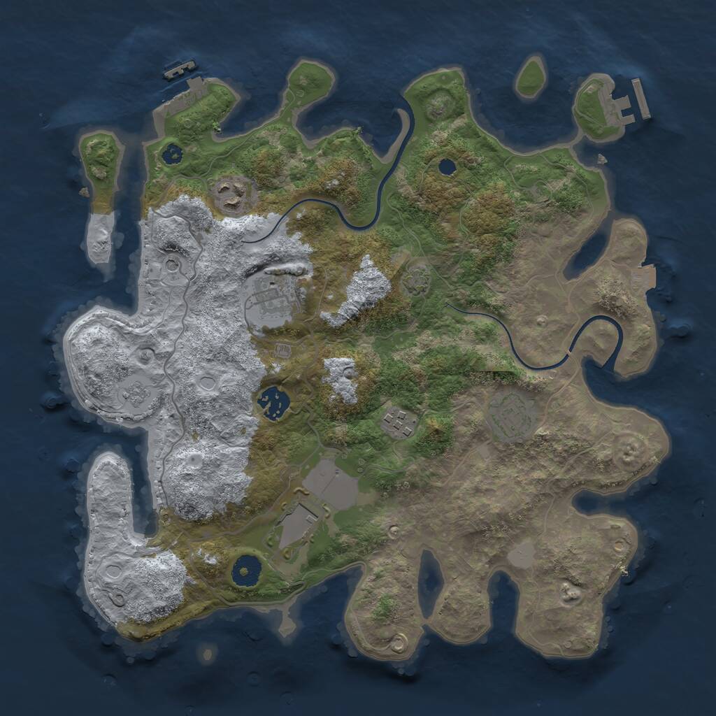 Rust Map: Procedural Map, Size: 3500, Seed: 654675, 12 Monuments