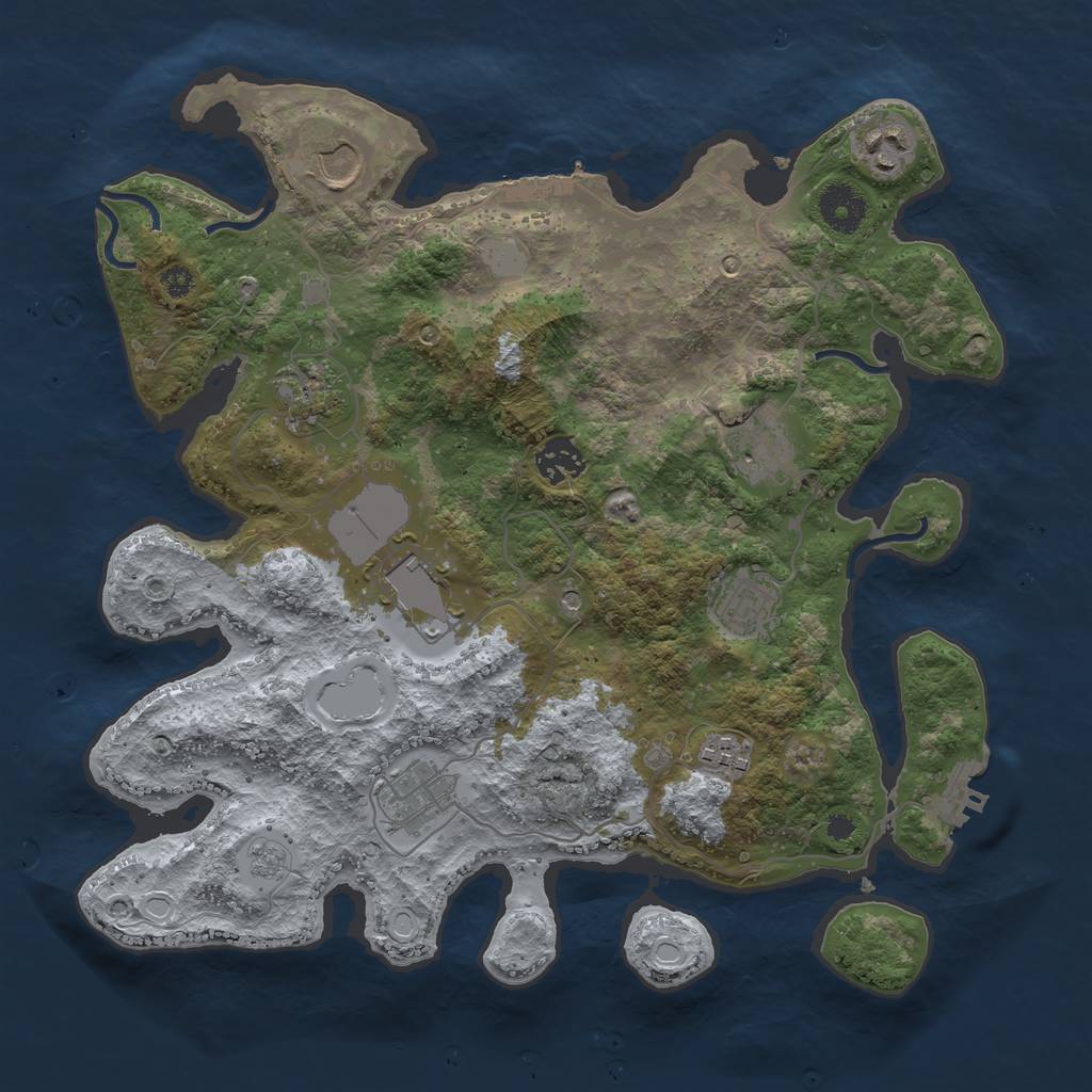 Rust Map: Procedural Map, Size: 3500, Seed: 1794134588, 16 Monuments