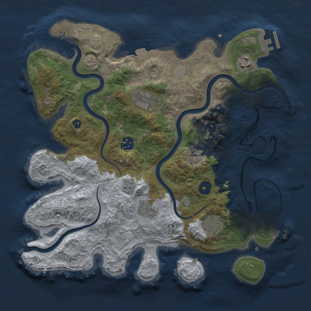 Rust Map: Procedural Map, Size: 3500, Seed: 1794134588, 13 Monuments