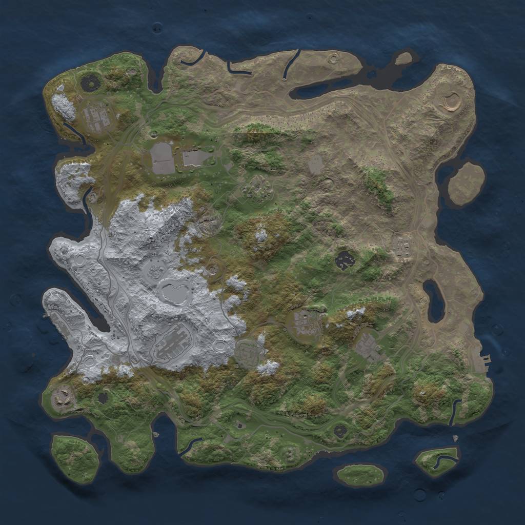 Rust Map: Procedural Map, Size: 4250, Seed: 498580660, 18 Monuments