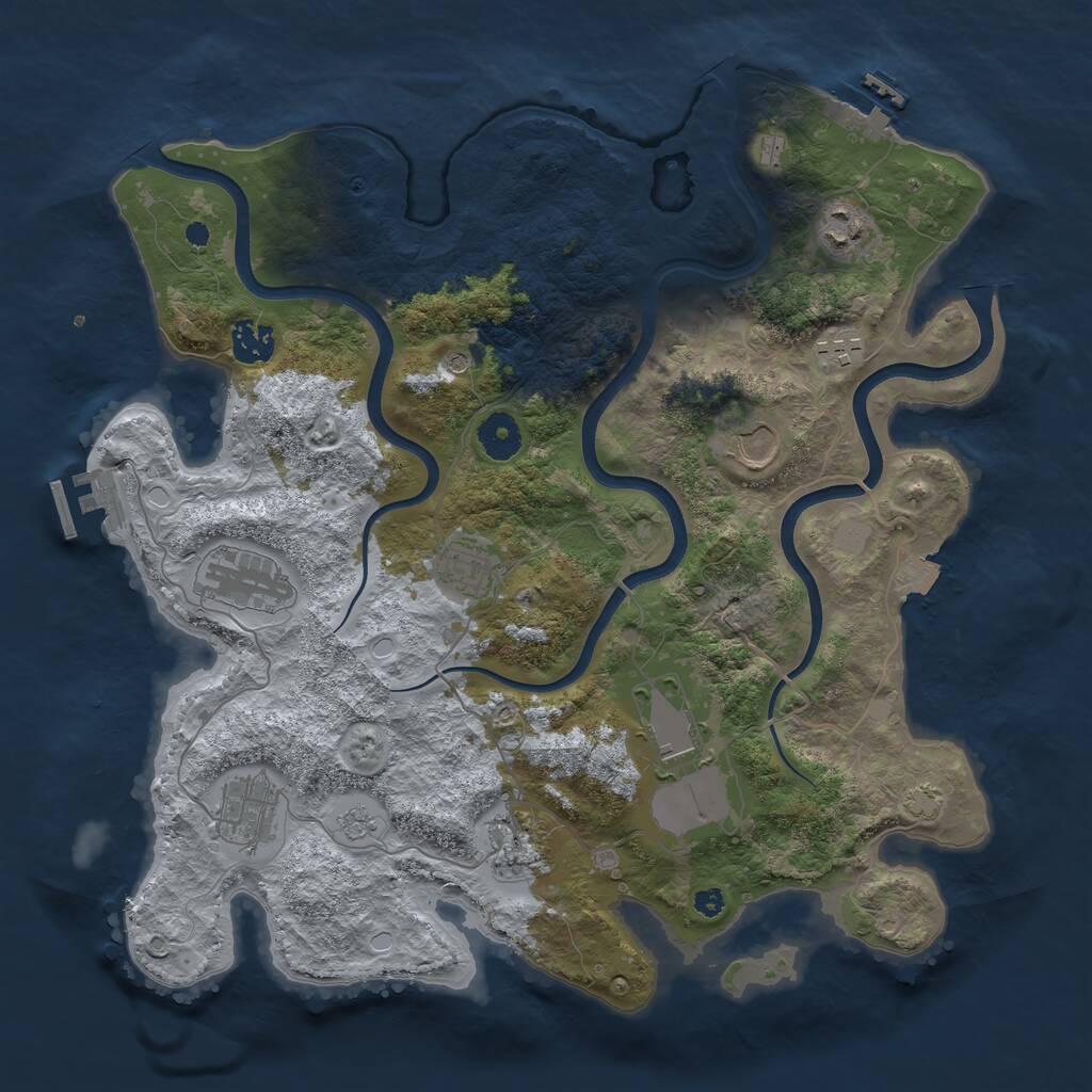 Rust Map: Procedural Map, Size: 3700, Seed: 1269243002, 15 Monuments