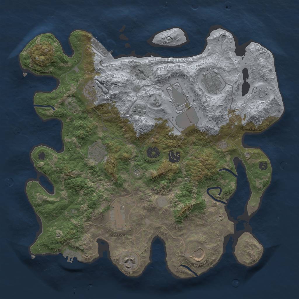 Rust Map: Procedural Map, Size: 3500, Seed: 1736721042, 16 Monuments