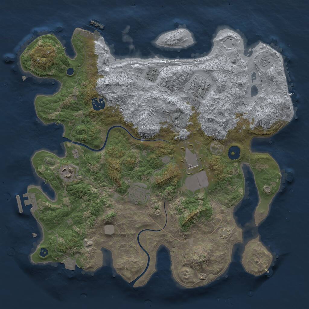 Rust Map: Procedural Map, Size: 3500, Seed: 1736721042, 11 Monuments