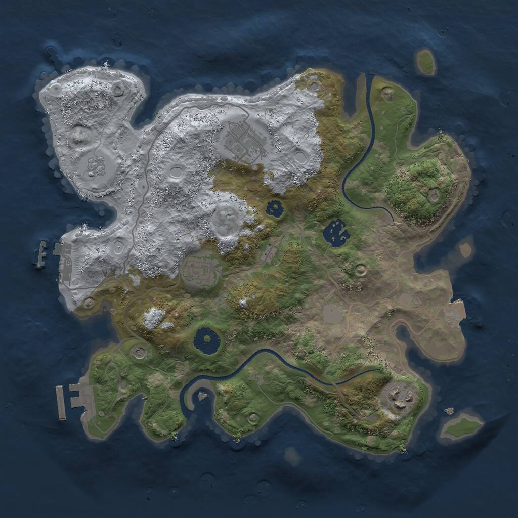 Rust Map: Procedural Map, Size: 3000, Seed: 70484214, 9 Monuments