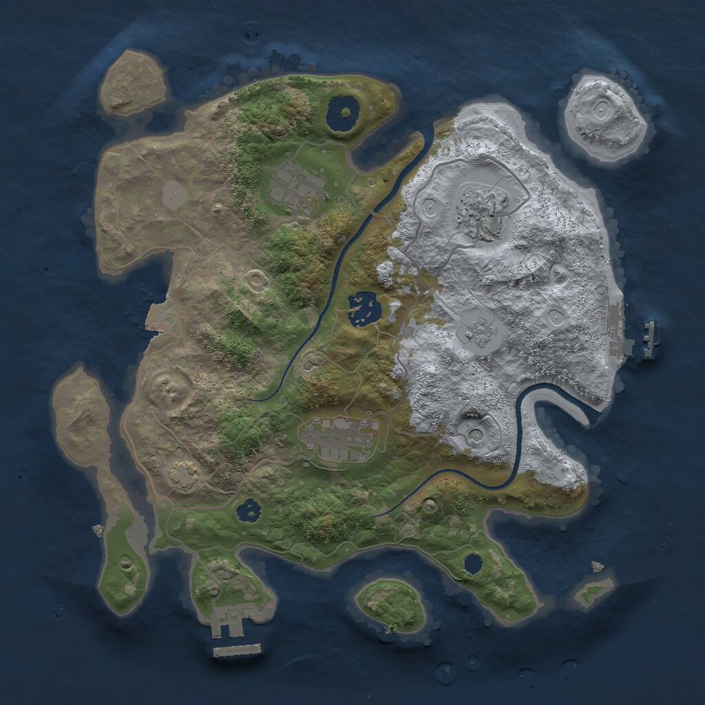 Rust Map: Procedural Map, Size: 3000, Seed: 368302846, 10 Monuments