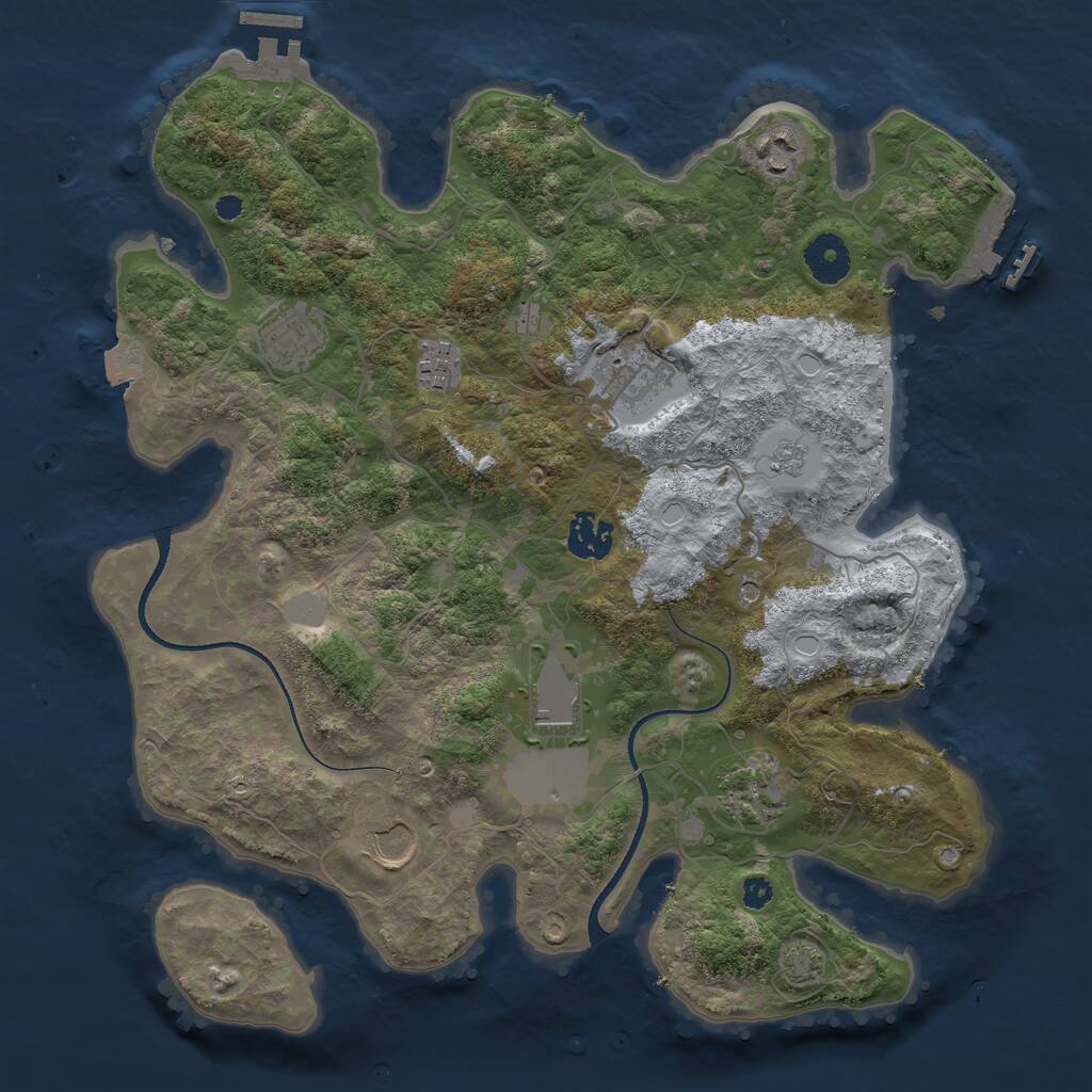 Rust Map: Procedural Map, Size: 3500, Seed: 596041131, 14 Monuments