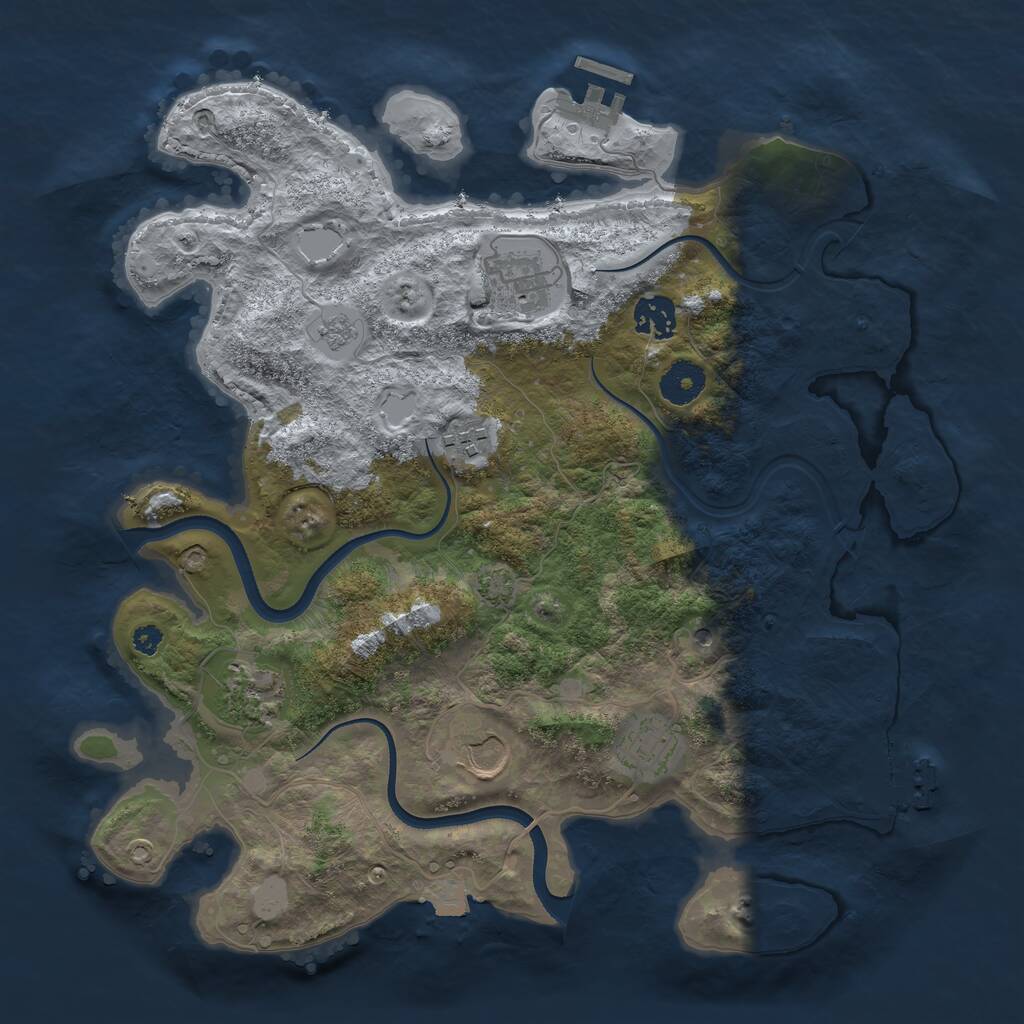 Rust Map: Procedural Map, Size: 3500, Seed: 564721904, 12 Monuments