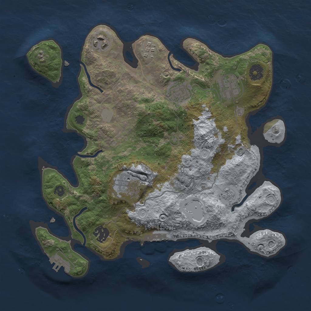 Rust Map: Procedural Map, Size: 3000, Seed: 18524, 12 Monuments