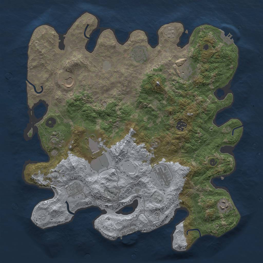 Rust Map: Procedural Map, Size: 3850, Seed: 25558, 17 Monuments