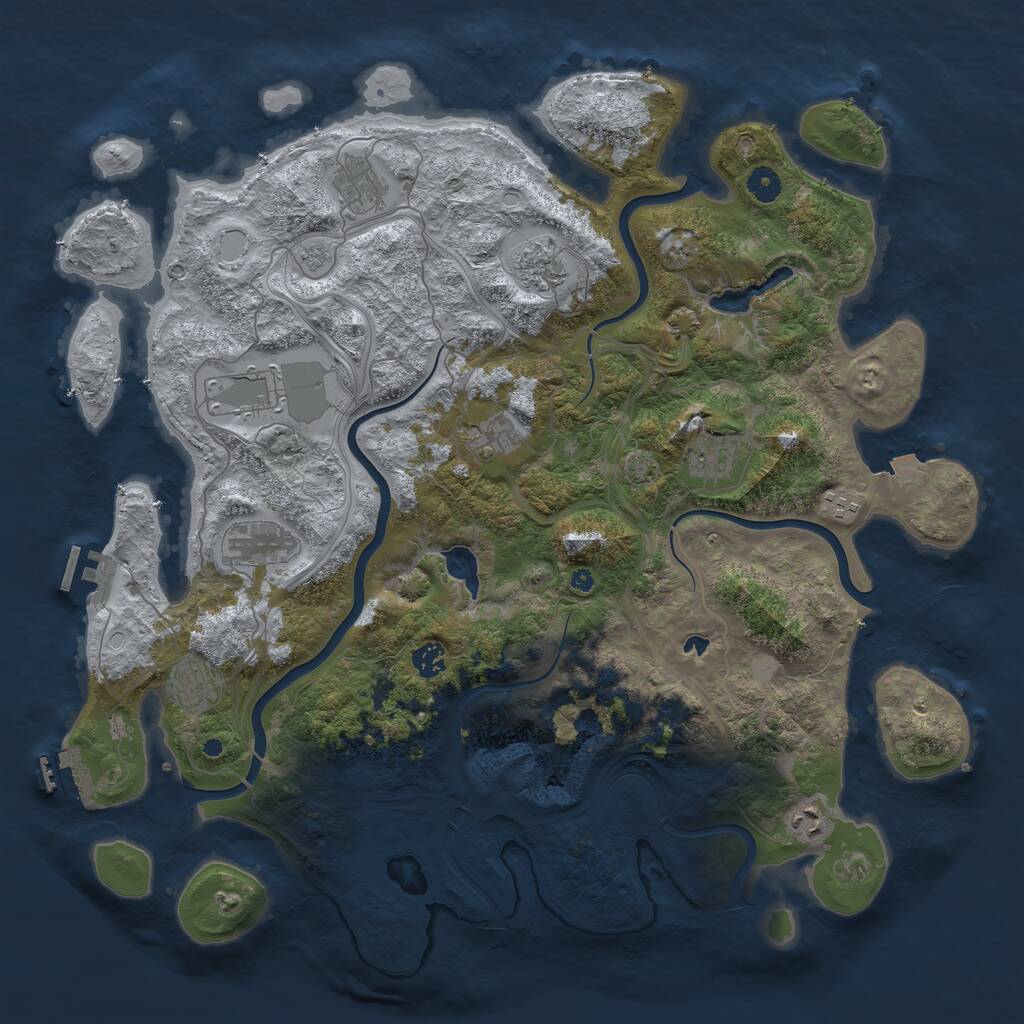 Rust Map: Procedural Map, Size: 4500, Seed: 945922218, 16 Monuments