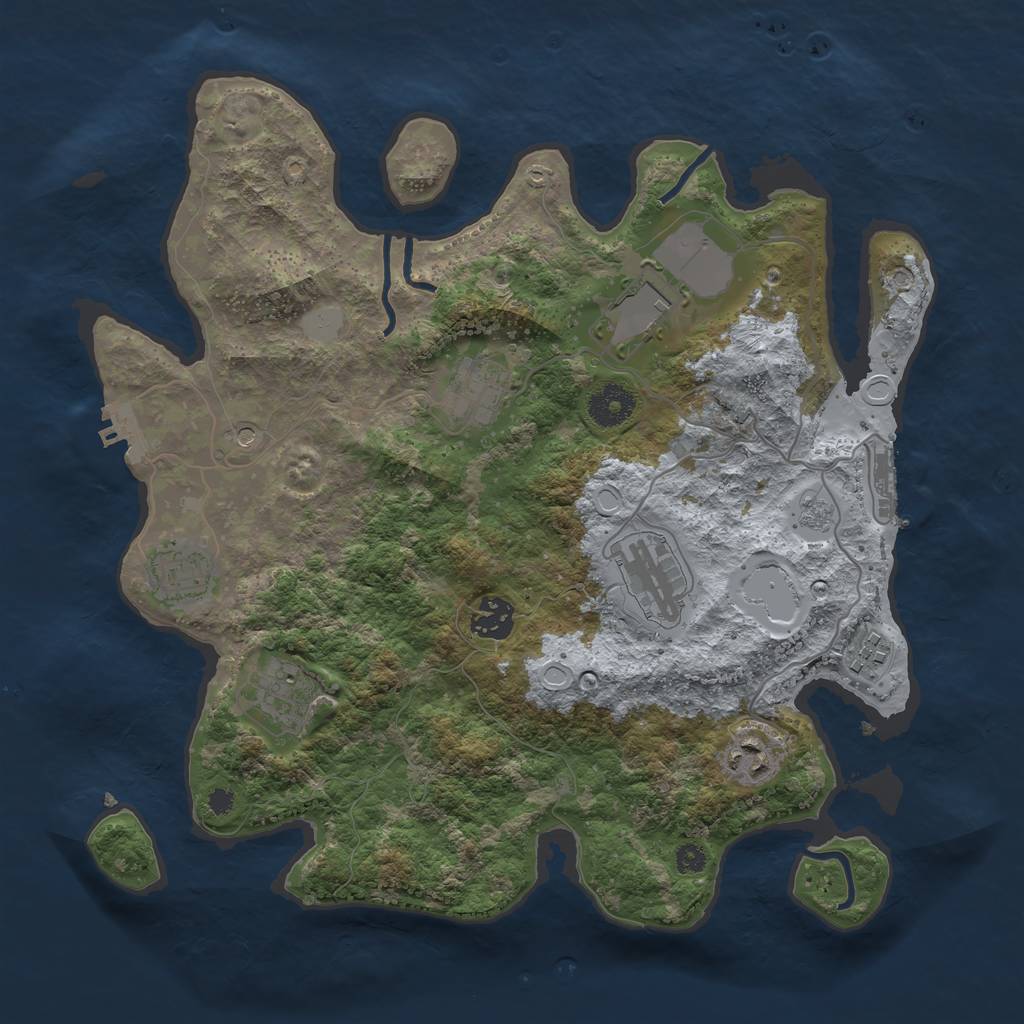Rust Map: Procedural Map, Size: 3500, Seed: 910428960, 15 Monuments