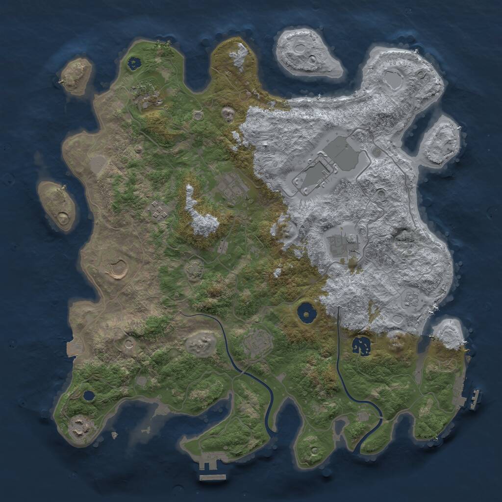 Rust Map: Procedural Map, Size: 3850, Seed: 1933476, 15 Monuments