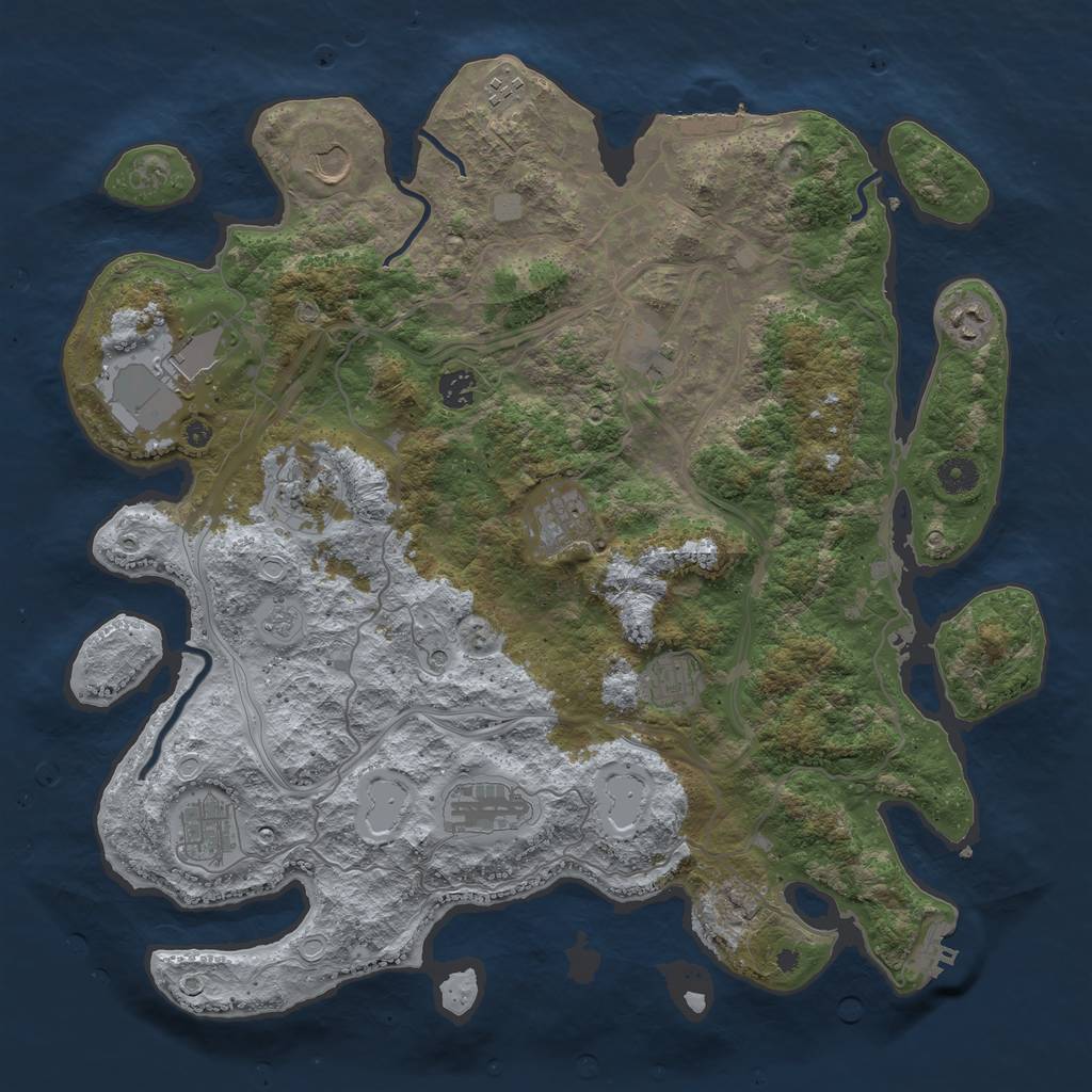 Rust Map: Procedural Map, Size: 4250, Seed: 53887436, 18 Monuments