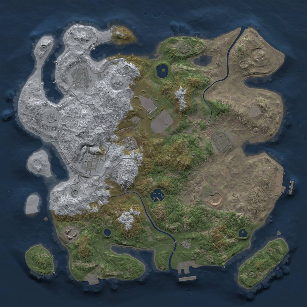 Rust Map: Procedural Map, Size: 3500, Seed: 188794244, 14 Monuments