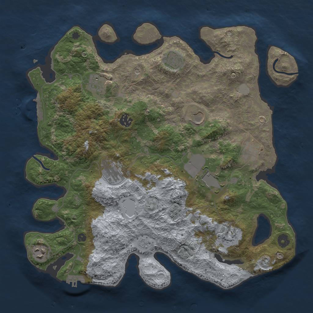 Rust Map: Procedural Map, Size: 3700, Seed: 1095862544, 17 Monuments