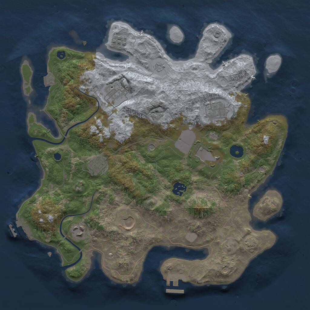 Rust Map: Procedural Map, Size: 3500, Seed: 720345683, 14 Monuments