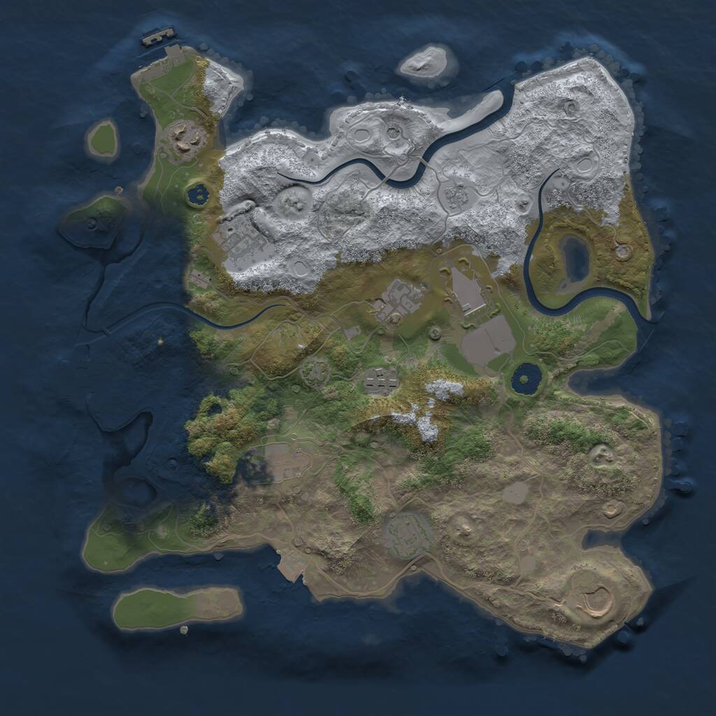 Rust Map: Procedural Map, Size: 3500, Seed: 1948146250, 14 Monuments