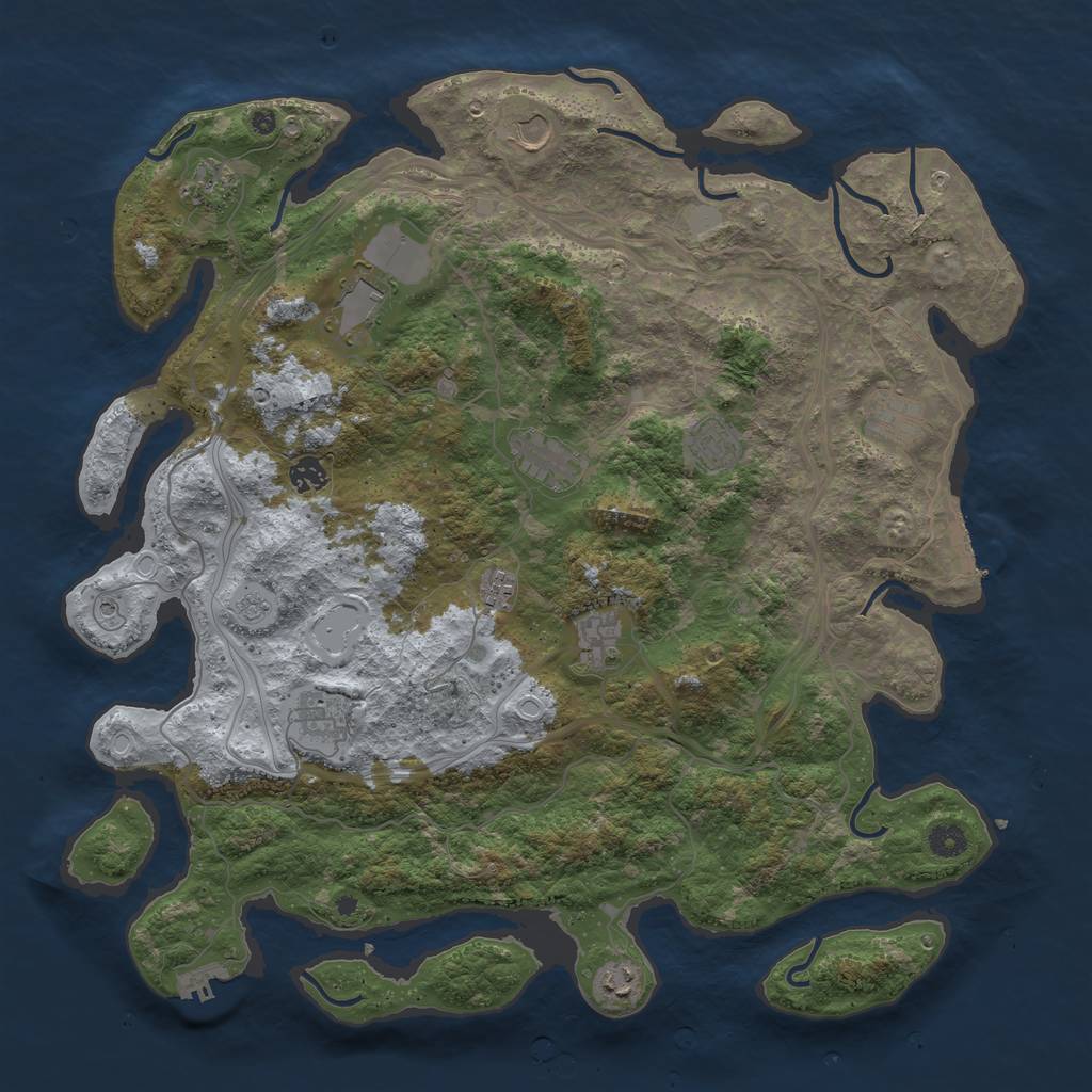 Rust Map: Procedural Map, Size: 4500, Seed: 801431630, 18 Monuments
