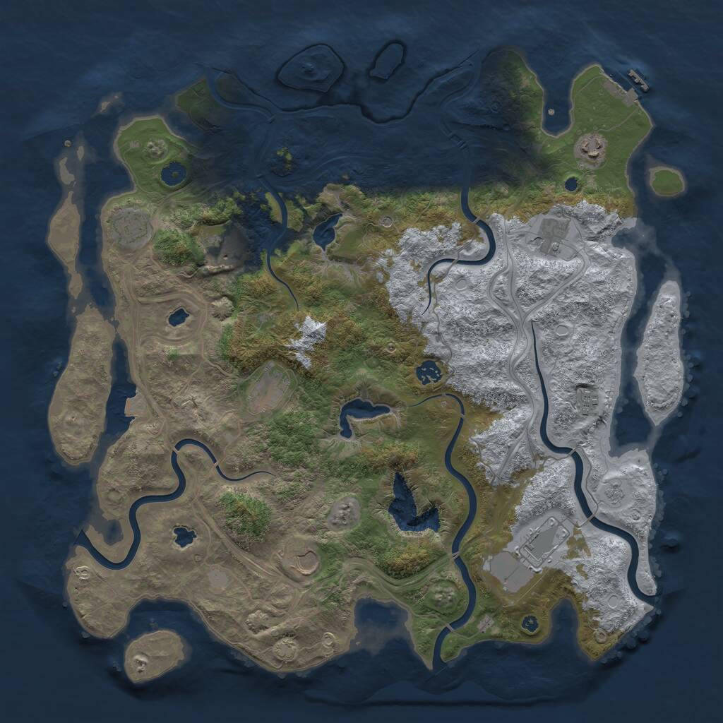 Rust Map: Procedural Map, Size: 4500, Seed: 1596157157, 14 Monuments