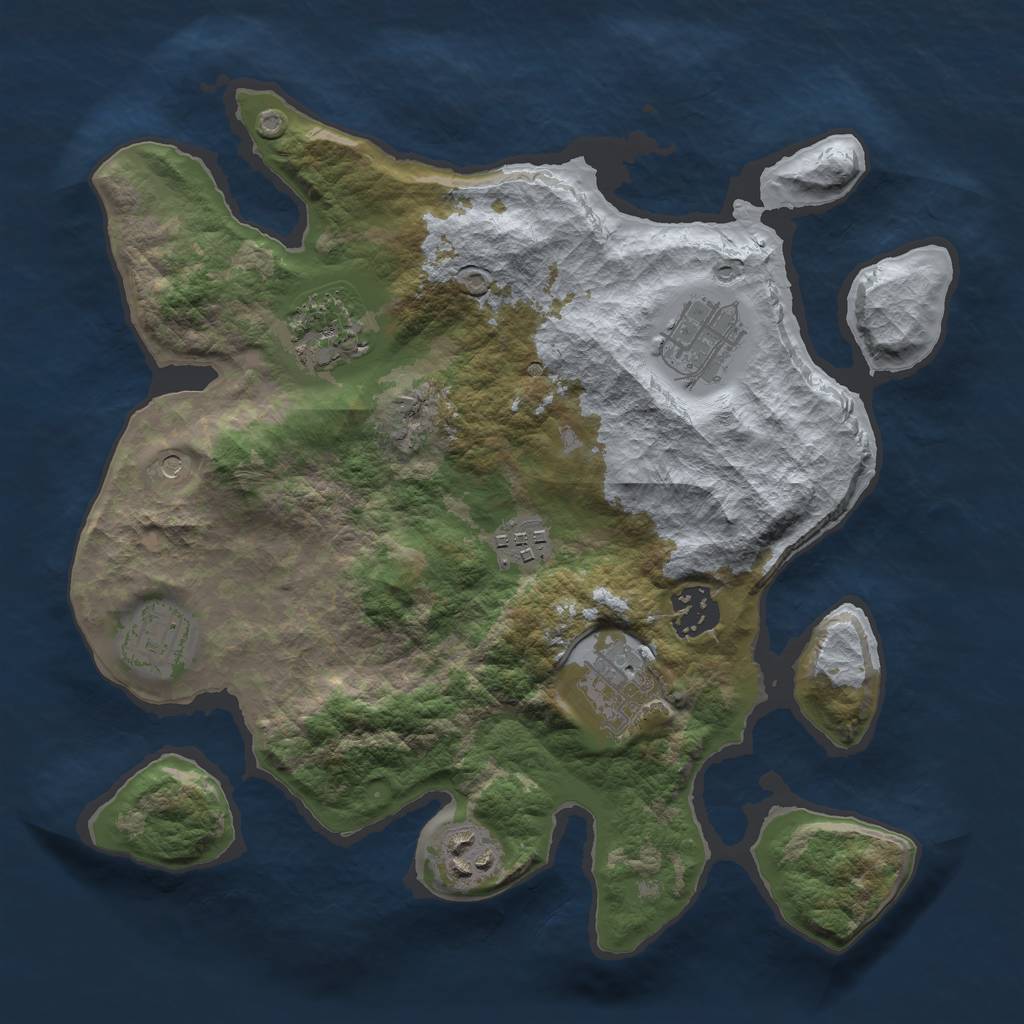 Rust Map: Barren, Size: 3000, Seed: 4824610, 10 Monuments